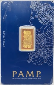 Swiss PAMP 5 Gram .9999 Fine Gold Bar In Original Packaging