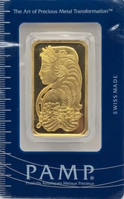 Swiss PAMP One Troy Ounce .9999 Fine Gold Bar In Original Packaging