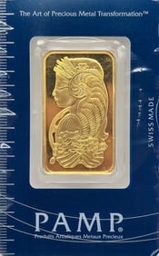 Swiss PAMP One Troy Ounce .9999 Fine Gold Bar In Original Packaging