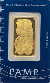 Swiss PAMP One Troy Ounce .9999 Fine Gold Bar In Original Packaging