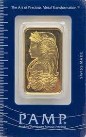 Swiss PAMP One Troy Ounce .9999 Fine Gold Bar In Original Packaging
