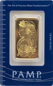Swiss PAMP One Troy Ounce .9999 Fine Gold Bar In Original Packaging