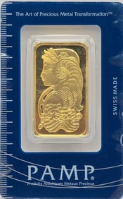 Swiss PAMP One Troy Ounce .9999 Fine Gold Bar In Original Packaging