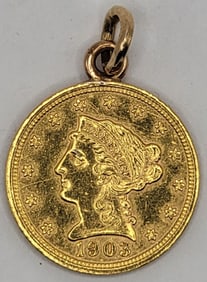 1903 United States $2-1/2 Liberty Gold Coin Pendant