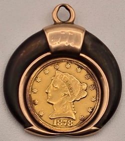 1878 United States $2.50 Quarter Eagle Liberty Head Gold Coin Claw Pendant