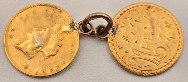 Pair Of Connected United States $1 Indian Head Gold Coins Love Tokens