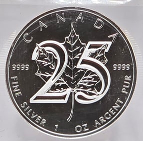 2013 Canada $5 Silver Maple Leaf 25th Anniversary Limited Mintage Coin