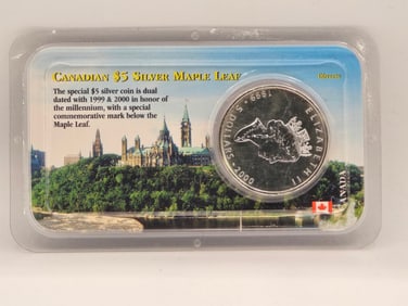 1999/2000 Canada $5 Silver Maple Leaf Millennium Fireworks Privy Coin