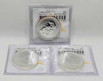 (3) 2011 Canada Silver Maple Leaf $5 Uncirculated Coins