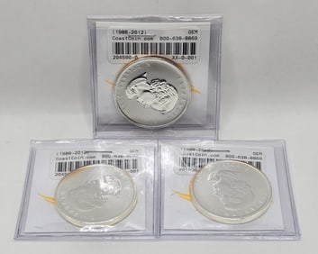 (3) 2011 Canada Silver Maple Leaf $5 Uncirculated Coins