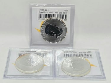 (3) 2011 Canada Silver Maple Leaf $5 Uncirculated Coins