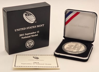 Mint U.S. September 11 National Silver Proof Medal In Box With COA