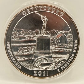 2011 U.S. Mint "Gettysburg" 5 Ounce Silver Quarter