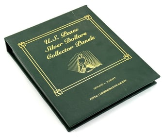 13pc U.S. Peace Silver Dollar & Stamp Collector Panels Album
