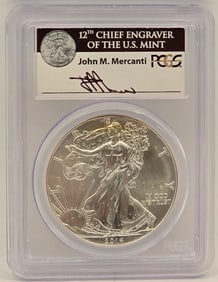 2014 American Silver Eagle PCGS MS 70 First Strike Mercanti Signed