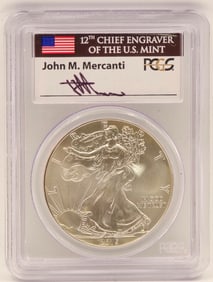 2015 American Silver Eagle PCGS MS 70 First Strike Mercanti Signed
