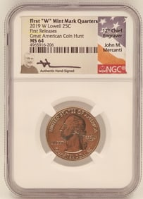 2019-W Lowell Washington Quarter NGC MS 64 First Releases Great American Coin Hunt