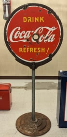 Vintage DSP Coca-Cola Lollipop Curb Sign