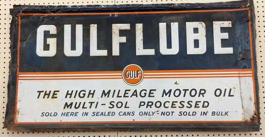 Vintage SST Gulf Lube Embossed Sign