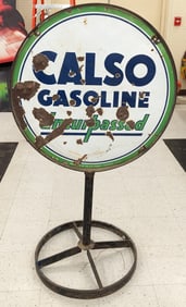 Vintage DSP Calso Gasoline Lollipop Curb Sign