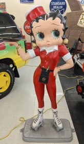 Over 5ft Tall Betty Boop Car Hop Cast Metal Statue