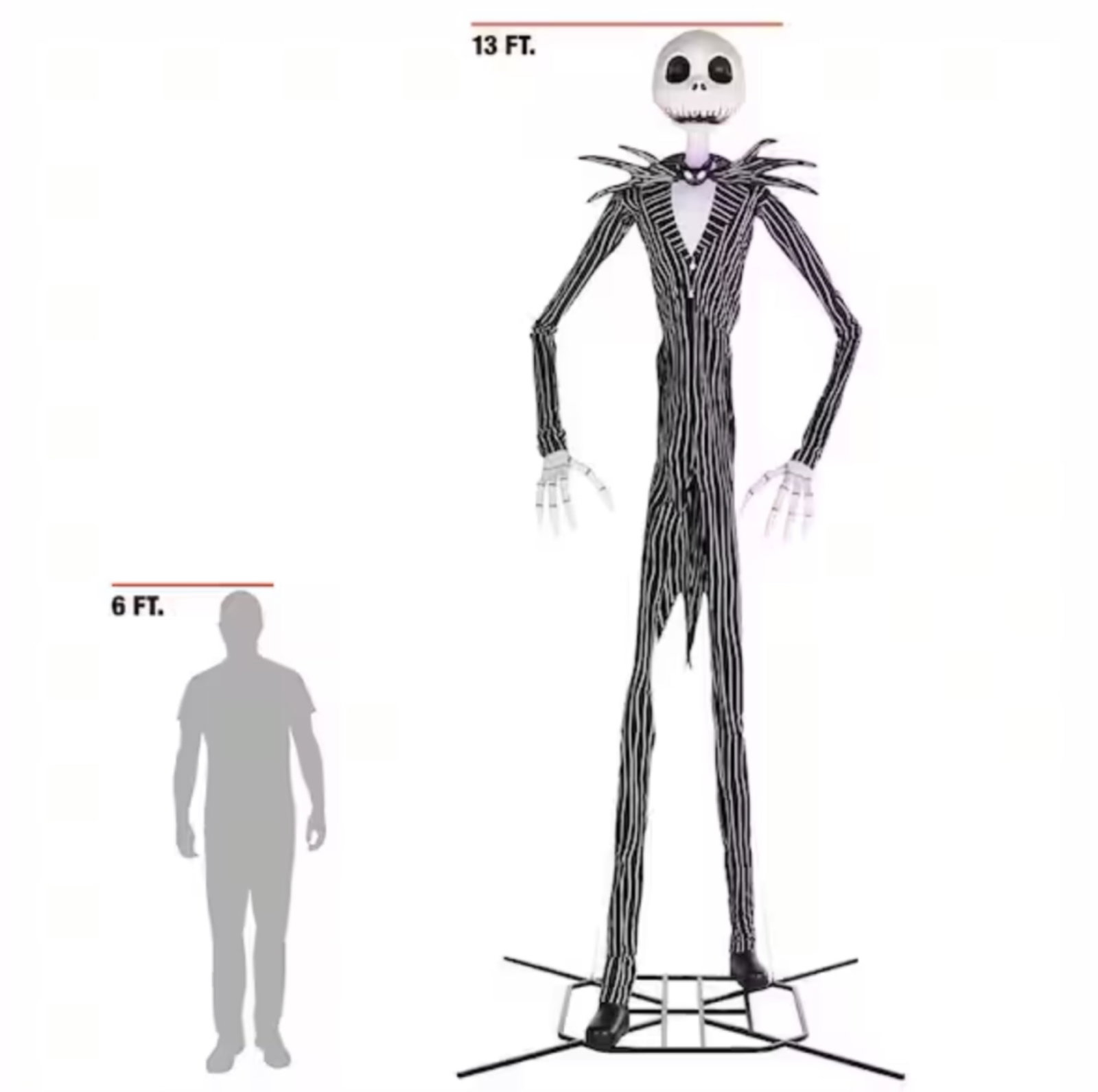 13ft Nightmare Before Christmas Animated Jack Skellington In Box: Giant 13ft tall animated Nightmare Before Christmas Jack Skellington prop. Box has wear from storage.