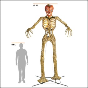 12ft Home Depot Inferno Pumpkin Skeleton In Box