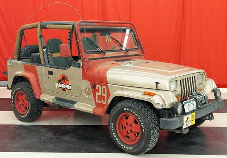 Recreation Jurassic Park 1992 Jeep Wrangler Sahara: Car features iconic paint and decals just like the 1992 Jurassic Park, mosquito in amber shift knob, fully functional winch, and comes with the full Sahara soft top.? Motor: 4.0L 6 Cyl Transmission: 4
