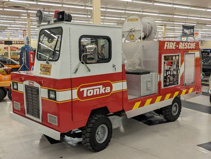 Tonka Trucks Around Town 1988 Kalamazoo Firetruck: This truck is based off of the first toy children's book Trucks Around Town by Tonka. Truck is complete with flashing lights, sirens, hose reel, and dalmatian dog. The truck is built around a