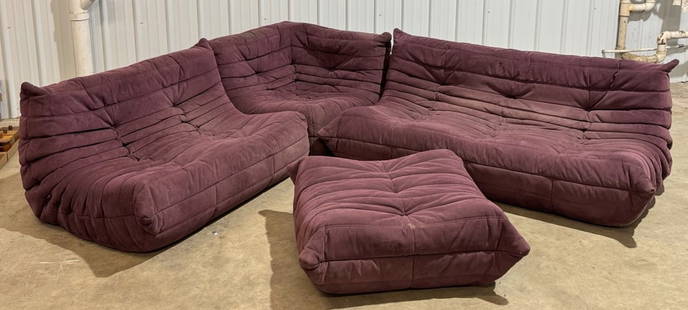 Ligne Roset Togo 4pc Microfiber Sofa Set in Dusty Purple: Ligne Roset Togo 4pc Microfiber Sofa Set in Dusty Purple, This unique set does have some wear due to use,? but with a good cleaning could be like new.? There are no visible tears and appears to be in