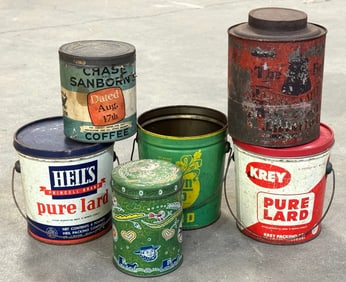 Vtg. Lard Tins, Chase & Sanborn's Coffee, and More