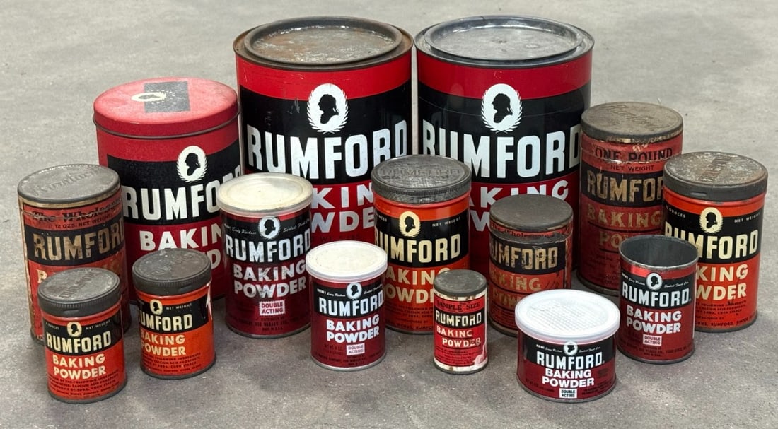 Vtg. Advertising Rumford Baking Powder Tins (1 of 6)