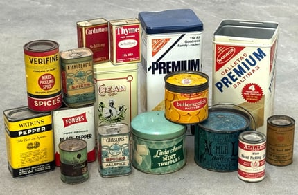 Assortment of Vintage Baking Advertising Tins