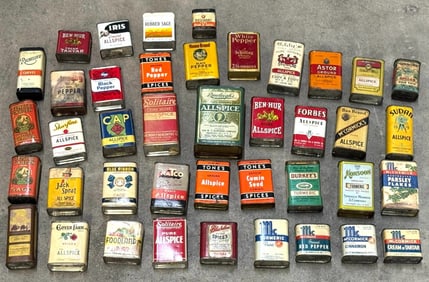 Assortment of Advertising Baking Powder & Spice Tins