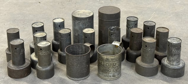 Vtg. Various Rumford Advertising Baking Powder Tin Biscuit Cutters, Measuring Cups, Tins