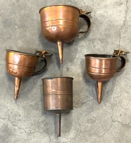 Coleman No.1 Copper Funnel & 3 Unmarked with Trigger Release