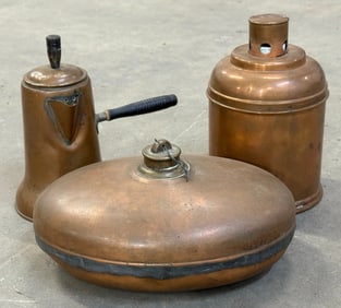 Copper Bed & Foot Warmer, Copper Coffee Pot And Copper Humidor Tobacco Jar With Lid