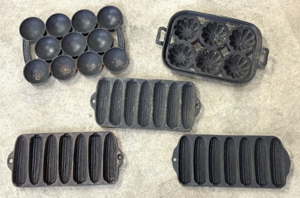 Vtg. Cast Iron Griswold Crispy Corn Stick Pan, #273 Waterman #3 11-Cup Gem Pan & More