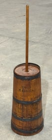 Antique 3 Gallon Standard Churn Co. Wooden Barrel Butter Churn