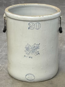 20 Gallon Western Stoneware Co. Maple Leaf Stoneware Crock