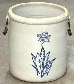 10 Gallon Western Stoneware Co. Maple Leaf, Foliate Decor Crock