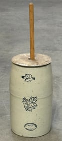 2 Gallon Western Stoneware Co. Butter Churn Crock, Maple Leaf