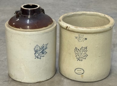 5-Gallon Western Stoneware Co. Maple Leaf Crock & Jug