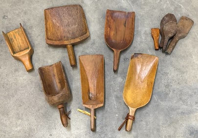Assortment of Primitive Wooden Scoops And Spoons