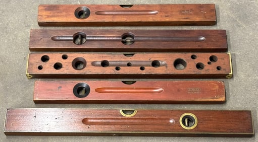 Assorted Vtg. Wooden Stanley Levels and one Unmarked