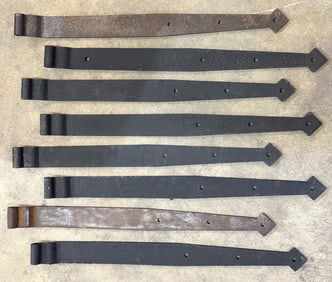 (8) Antique Forged Strap Hinges/Iron Barn Door Hinges