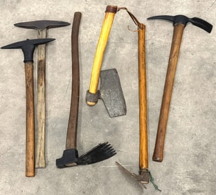 Cast & Wrought Iron Axes, Including 1945 Military Pick Axe