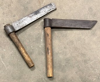 Primitive Hand Wrought Froes With Wood Handle