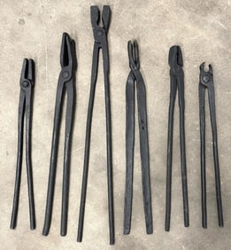 Assorted Antique 28" Hand Wrought Forging And Blacksmith Tools