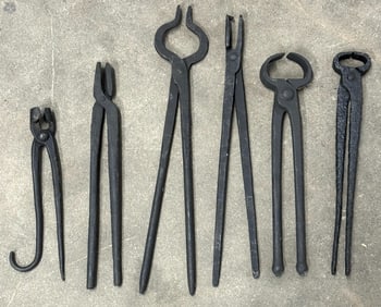 Assortment of Antique Hand Wrought Small Forging Tongs